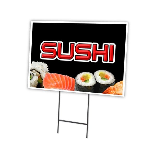 Sushi Yard Sign & Stake outdoor plastic coroplast window, C-1824 Sushi